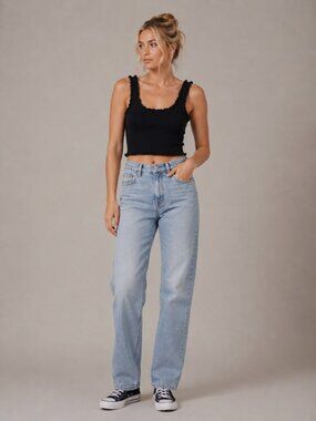 2/$30 ZARA Ruffle Cropped Cami Top Black Small #8736